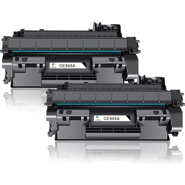 Jettruemedia 05A tonera kasetne, kas ir saderīga ar HP CE505A 05A Laserjet P2035 P2055 P2035N 2055DN P2030 2055 P2050 P2055D P2055DN P2055X printeri (melna, 2 gab.)