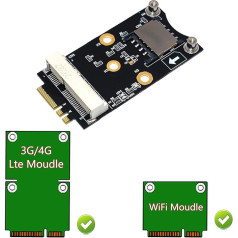 LeHang Mini PCI-E uz M.2(NGFF) A/E atslēgas adapteris ar SIM kartes ligzdu WiFi/WWAN/LTE modulim