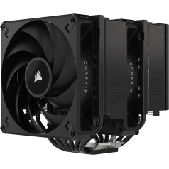 CORSAIR A115 augstas veiktspējas torņa CPU gaisa dzesētājs - bīdāms un fiksējams ventilatora stiprinājums - divi Corsair AF140 Elite ventilatori ar iepriekš instalētu termisko pastu - melns