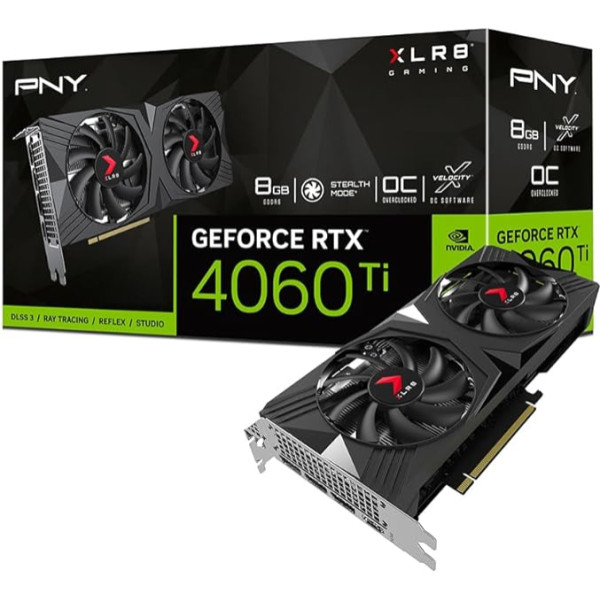 PNY GeForce RTX™ 4060 Ti 8GB XLR8 Gaming Verto Overclocked Dual Fan Graphics Card DLSS 3