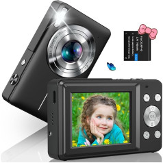 Digitālā kamera 1080P Fotoaparāts 44MP Fotokamera Kompaktkamera Kompaktkamera mit 16X Digitalzoom LED Fill Light Bildstabilisierung Mini Selfie Kamera Tragbare Vlogging Digitalkamera für Kinder Teenager Anfänger