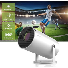 HIPPUS Mini Smart Beamer 4K, Silber Full HD 1080P 180°Dreh Portable Projector klein Videoprojektor Handy Android OS 11.0 mit 2.4/5G WiFi Bluetooth 5.0 automaticischer Keystone-Korrektur, mit USB