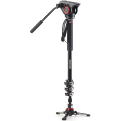 Manfrotto Video Monopod XPRO+, Kamera- und Videostativ mit Videokopf, 4-Segment-Ausführung in Aluminium mit Fluid Base, Fotografie-Zubehör für Content Creation, Video und Vlogging