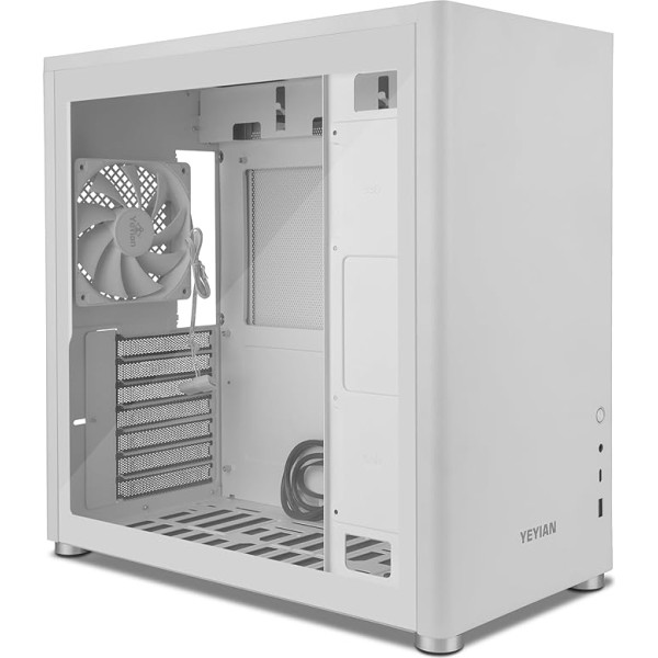 YEYIAN Hussar Plus Full Tower mātesplates datora korpuss saderīgs ar ATX, Micro ATX, Mini ITX | Rūdīta stikla sānu panelis caurspīdīgs | Ietver 1 x 120 mm aizmugurējo ventilatoru