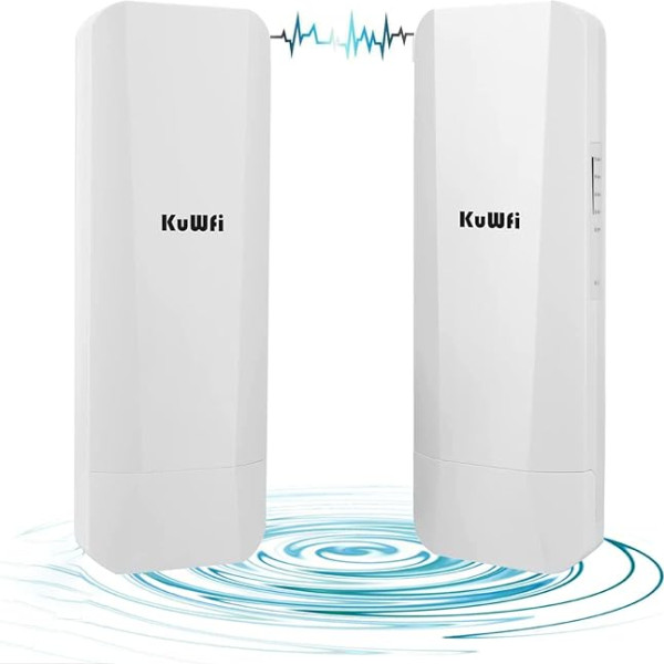 KuWFi 900Mbps ārtelpu bezvadu tilts, Point-to-Point Bridge WLAN retranslators, WiFi tilts, Virziena radio WLAN komplekts, WLAN tālvadības paplašinātājs ar 14dBi antenu, IP65 ūdensizturīgs, Gigabit RJ45 ports