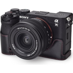 Rieibi Alpha 7C II Case - Премиум PU кожаный получехол для Sony A7C II/Alpha 7C Mark II/A7C2 Digital Camera - Защитный чехол для Sony A7CII с ручкой и нижним отверстием, черный, по