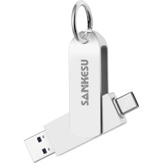 SANKESU 128 GB USB C Stick with up to 350 MB/s Reading High Speed USB 3.2 Gen 2 SSD USB Memory Stick with Type C and Type A Ports for iPhone 15/PC/MacBook/Android Mobile Phone