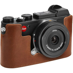 MegaGear Leica CL Ever Ready Echtleder Kamera-Halbtasche mit Trageriemen - Braun