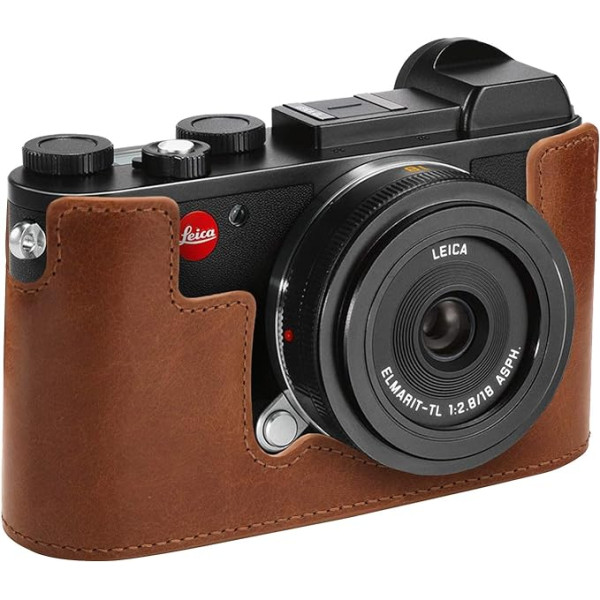 MegaGear Leica CL Ever Ready Echtleder Kamera-Halbtasche mit Trageriemen - Braun