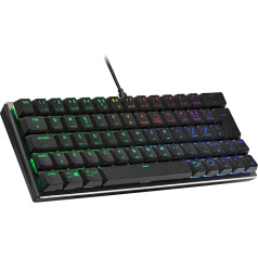 Cooler Master SK620 vadu spēļu tastatūra - kompakta, 60% izkārtojuma, plakana, mehāniskā tipa slēdži, RGB apgaismojums katram taustiņam, vadība kustībā, saderīga ar MacOS/Windows - QWERTY, ES tastatūra