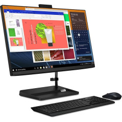 Lenovo IdeaCentre AIO 3 Gen 6 2-in-1 stalinis kompiuteris (FHD ekranas, AMD Ryzen 5 5500U, 512GB SSD, 8GB RAM, Windows 10 Home), belaidė QWERTY klaviatūra, raudona, F0G1006NPG, smėlio spalvos, 23,8