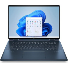 HP Spectre x360 2-in-1 klēpjdators | 16 collu UHD+ OLED skārienjūtīgais ekrāns | Intel Core i7-1260P (Intel Evo) | 32 GB RAM | 2 TB SSD | Intel Arc A370M | Win 11 | QWERTZ | Nocturne Blue | HP pildspalva un ādas futlāris