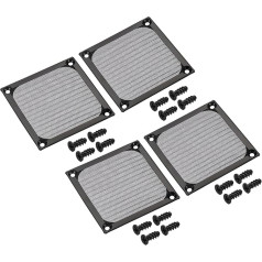 PATIKIL 84 mm ventilatora filtra režģis ar skrūvēm 4 Pack Aluminium Frame Stainless Steel Mesh Dustproof Cover for Computer Case Black