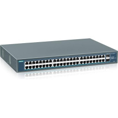 YuanLey 48 portu gigabitu PoE komutators bez vadības ar 2 1000Mbps SFP savienojumiem, 50 portu 802.3af/at 800W lielas jaudas PoE+ tīkla komutators, metāla statīvs, Ethernet tīkla komutators