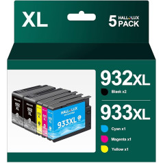 Картриджи HALLOLUX 932XL 933XL для принтеров HP 932 933, совместимые с принтерами HP Officejet 6100 6600 6700 7110 7610 7612 7510 6110 (упаковка из 5 штук, черный, красный, голубо