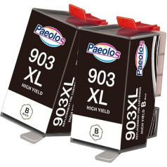 Paeolos 903XL melnās krāsas tintes kasetnes, kas ir saderīgas ar HP 903 XL daudzpakas tintes kasetnēm HP Officejet 6950 HP Officejet Pro 6970 6950 6960 daudzpakas tintes kasetnes daudzfunkcionālam printerim, 2 gab., jaunākais čips