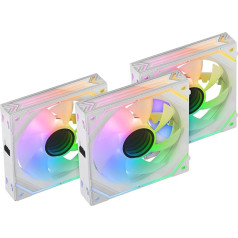 Mars Gaming MF-LINKFINITYKIT White, Kit 3x 120 mm PWM Modular Fan, LINKFINITY Connection System, Infinity Mirror ARGB 360° Lighting and ARGB Controller, Ultra Quiet 12 dB