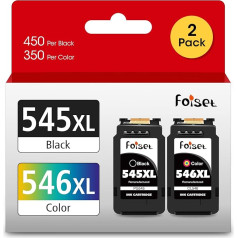 Foiset for Canon Printer Cartridges 545 546 Canon PG-545 CL-546 XL PG-545XL CL-546XL priekš Canon MX495 TR4550 TS3350 TS3150 TR4551 MG2550s MG2555s TS3151 MG3050 MG295 MG20 TS205 (Black,