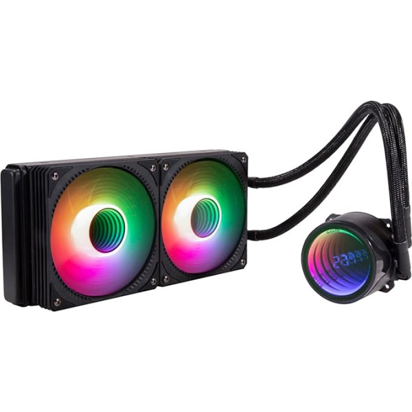 Gelid Solutions Liquid 240 All-in-One CPU AIO ūdens dzesētājs ar 2 x 120 mm RGB ventilatoriem, 750-1800 apgr./min, saderīgs ar AM5 un LGA 1700, iekļauts ar GC4 termālo pastu.