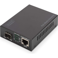 DIGITUS Medienkonverter - SFP Port - Gbit Ethernet - RJ45 / SFP 1000Base-LX - Mit PoE-Injektor - Schwarz