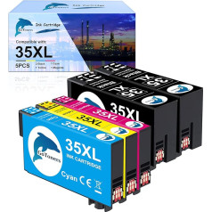 GoToners 35 XL printeru kasetnes, kas saderīgas ar Epson 35XL multipaku Epson Workforce Pro WF-4720DWF WF-4720DWF WF-4725DWF WF-4730DTWF WF-4740DTWF WF-4720 WF-4720 WF-4725 WF-4730 WF-4740 (5 iepakojumu)