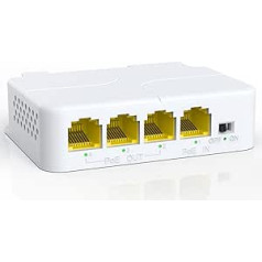 YuanLey 4 portu PoE Extender Gigabit ar 3 PoE izejām, IEEE 802.3af/at Mini 4 kanālu PoE retranslators 1000Mbps, pie sienas un DIN sliedes, caurlaides POE pastiprinātājs/pastiprinātājs, Plug and Play