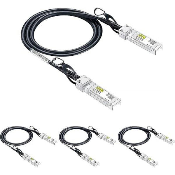 10Gtek Pack of 4 SFP+ DAC Twinax Cable 0.5 m (1.65 ft), 10G SFP+ to SFP+ Direct Attach Copper Passive Cable for Cisco, Ubiquiti UniFi, TP-Link, Netgear, D-Link, Zyxel, Mikrotik and More