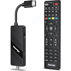 DVB-T2 dekodētājs Digitālais virszemes dekodētājs 2023, HD 1080P H265 HEVC galvenais 10 bitu, HDMI CEC TV stick atbalsta HDMI/AV un USB multivides/VR funkciju [2-in-1 tālvadības pults ar TV vadības ierīcēm]