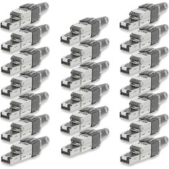 UC-Express tīkla savienotājs CAT7 RJ45-20x RJ45 tīkla kontaktdakša pelēks savienotājs - bez instrumentiem - ekranēts - ar atslogojumu - CAT 7 CAT7a LAN tīkla kabelis