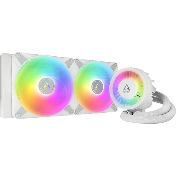 ARCTIC Liquid Freezer III 280A-RGB ūdens dzesēšana, AIO CPU ūdens dzesētājs, Intel & AMD, efektīvs PWM kontrolēts sūknis, ventilators: 200-1900rpm, LGA1851 un LGA1700 kontakta rāmis - balts