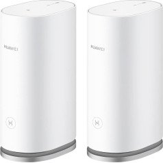 HUAWEI WiFi Mesh 3, vienalytė dviejų dažnių WiFi sistema, sparta iki 2976 Mbit/s, AX3000 iki 400 m² ploto, Smart Roaming für mehrere Stockwerke, 30 mėn. garantija, 2 vnt., Weiß