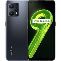 realme 9, viedtālrunis 6 -128 GB, 90 Hz Super AMOLED displejs, Snapdragon 680 procesors, spēcīga 5000 mAh baterija, plāns 7,99 mm profils, Ripple hologrāfiskais dizains, Meteor Black, viens izmērs