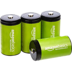 Amazon Basics D-Cell uzlādējamās baterijas 10000mAh NiMH, 4 gab. (Izskats var atšķirties)