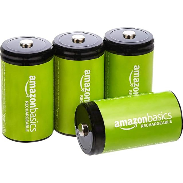 Amazon Basics D-Cell uzlādējamās baterijas 10000mAh NiMH, 4 gab. (Izskats var atšķirties)