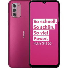 Nokia G42 5G viedtālrunis (5G savienojamība, Android 13, (6,56 collu) HD+ displejs, trīskārša 50 MP KL kamera, 5000 mAh akumulators, 6 GB RAM, 128 GB atmiņa, OZO 3D audio uzņemšana un QuickFix dizains) Rozā krāsā