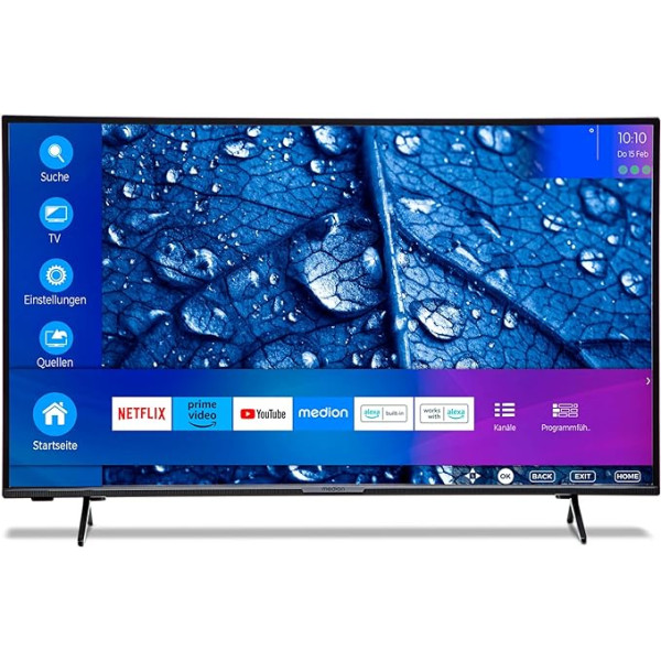 MEDION P14313 (MD 30020) 108 cm (43 collu) Full HD televizors (Smart TV, HDR, Netflix, Prime Video, PVR, Bluetooth, trīs uztvērēju uztvērējs)