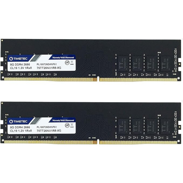 Timetec 16GB KIT (2x8GB) DDR4 2666MHz PC4-21300 Unbuffered Non-ECC 1.2V CL19 1Rx8 Single Rank 288 Pin UDIMM Desktop PC Computer Memory RAM Module Upgrade (16GB KIT (2x8GB))