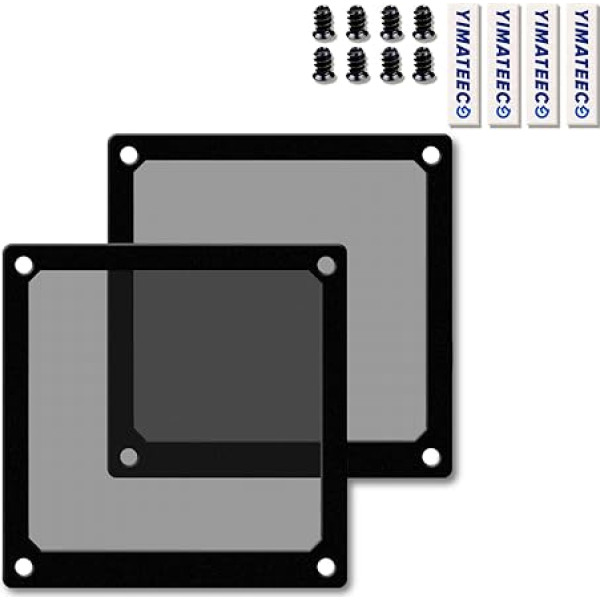 YIMATEECO 120 mm ventilatora pārsegi, putekļu filtrs, datoram ar magnētisko rāmi, datora ventilatora režģis, datora ventilators, dzesēšanas ventilators, barošanas bloks, putekļu aizsargs (NYLON PRO, 120 x 120 mm, 2 gab., melns)