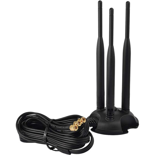 Eightwood WiFi antena 2.4G / 5.8G, 3 RP-SMA adaptera pagarināšanas kabelis WLAN PCI WiFi kartēm, bezvadu maršrutētājam, mobilajam Hotspot, PCI PCIe WiFi kartei, ārējam WiFi USB adapterim