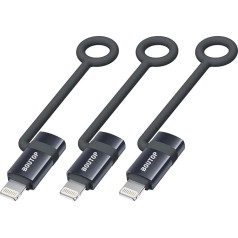 BOUTOP 2023 [Apple MFi sertificēts] 36W USB C uz Lightning adapteris ātrai uzlādei, saderīgs ar iPhone, iPad, iPod - [Pack of 3, tumši pelēks]