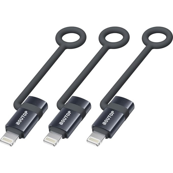 BOUTOP 2023 [Apple MFi sertificēts] 36W USB C uz Lightning adapteris ātrai uzlādei, saderīgs ar iPhone, iPad, iPod - [Pack of 3, tumši pelēks]