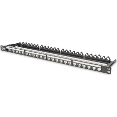 DIGITUS Patchpanel - Modulārais modulārais modulis - 19-Zoll - 24-Port - Ar 24 pieslēgvietām - Rack-Montage 0,5HE - Schwarz