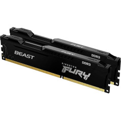 Kingston FURY Beast Black 16GB (2x8GB) 1866MHz DDR3 CL10 galddatora atmiņas komplekts ar 2 KF318C10BBK2/16 atmiņām