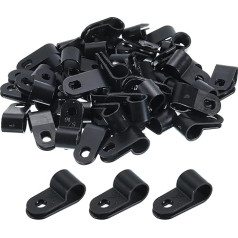 sourcing map R-Type Kabelklemmen, 8,4 mm, 0,33 Zoll, Kabel-Clip, Kabel-Organizer, Kabel-Clips, schwarz, für Drahtmanagement, 200 Stück