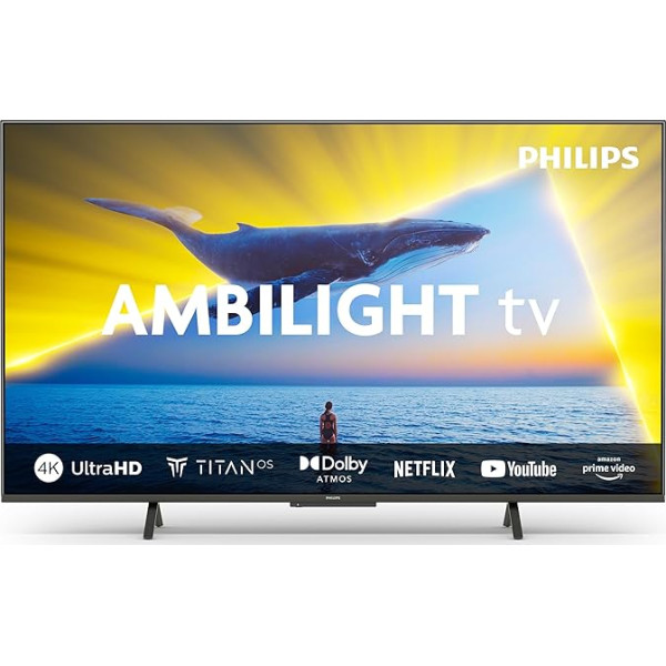 Philips Ambilight 65PUS8109 4K LED Smart TV - 65-Zoll Display mit Pixel-präziser Ultra HD, Titan OS Plattform und Dolby Atmos, Funktioniert mit Alexa und Google Sprachassistent - Satiniertes Chrom