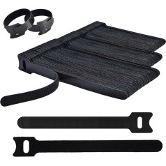 Willight 150 Velcro kabeļu saites, melnas, Velcro kabeļu saites, atkārtoti lietojamas, melnas, regulējamas kabeļu saites, atkārtoti noslēdzamas 3 dažādās krāsās, paredzētas mājas birojam