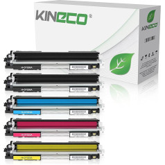 Kineco 5 Toner kompatibel mit HP CF350A CF351A CF352A CF353A Color Laserjet Pro MFP M176n, M177fw, M170 Series - Schwarz je 1.300 Seiten, Color je 1.000 Seiten