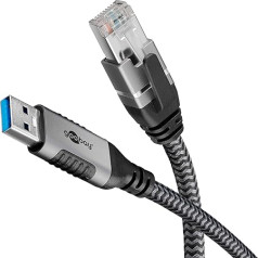 Goobay 70299 USB-A uz RJ45 Ethernet CAT 6 kabelis stabilam vadu interneta savienojumam ar maršrutētāju/modemu/tīkla komutatoru/aizstāj USB uz RJ45 adapteri / 1 Gbps / 1 metrs