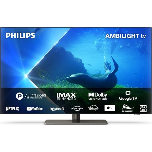 Philips Ambilight TV | 55OLED808/12 | 139 cm (55 Zoll) 4K UHD OLED televizors | 120 Hz | HDR | Dolby Vision | Google TV | VRR | WiFi | Bluetooth | DTS:X | Sprachsteuerung