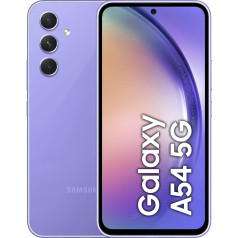 Samsung Galaxy A54 5G, Android viedtālrunis, 6,4 collu dinamiskais AMOLED displejs, 5000 mAh akumulators, 128 GB/8 GB RAM Mobilais tālrunis, brīnišķīgi violets -